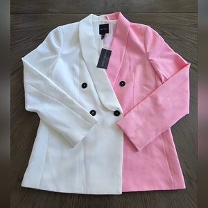 Two-Tone Pink and White Women's Blazer